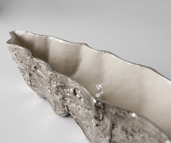 Bowl Riffa 70 x 16 x 15 cm Aluminium Platinum Opal Handmade
