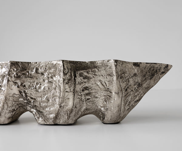 Bowl Riffa 70 x 16 x 15 cm Aluminium Platinum Opal Handmade