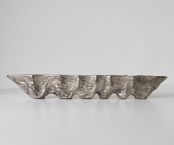 Bowl Riffa 100 x 19 x 15 cm Aluminium Platinum Opal Handmade