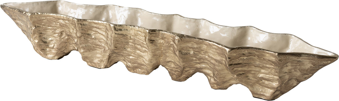Bowl Riffa 100 x 19 x 15 cm Aluminium Champagne Ivory Handmade