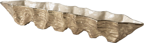 Bowl Riffa 100 x 19 x 15 cm Aluminium Champagne Ivory Handmade