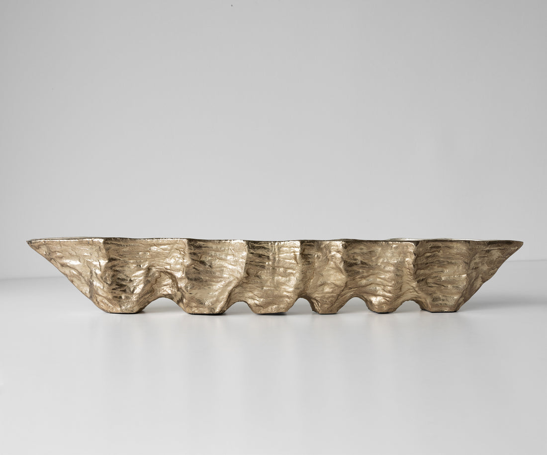 Bowl Riffa 100 x 19 x 15 cm Aluminium Champagne Ivory Handmade