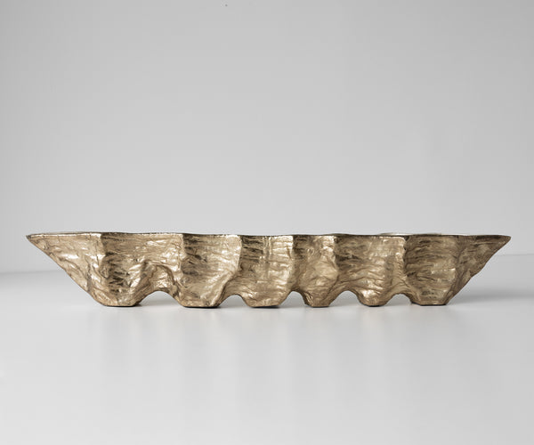 Bowl Riffa 100 x 19 x 15 cm Aluminium Champagne Ivory Handmade