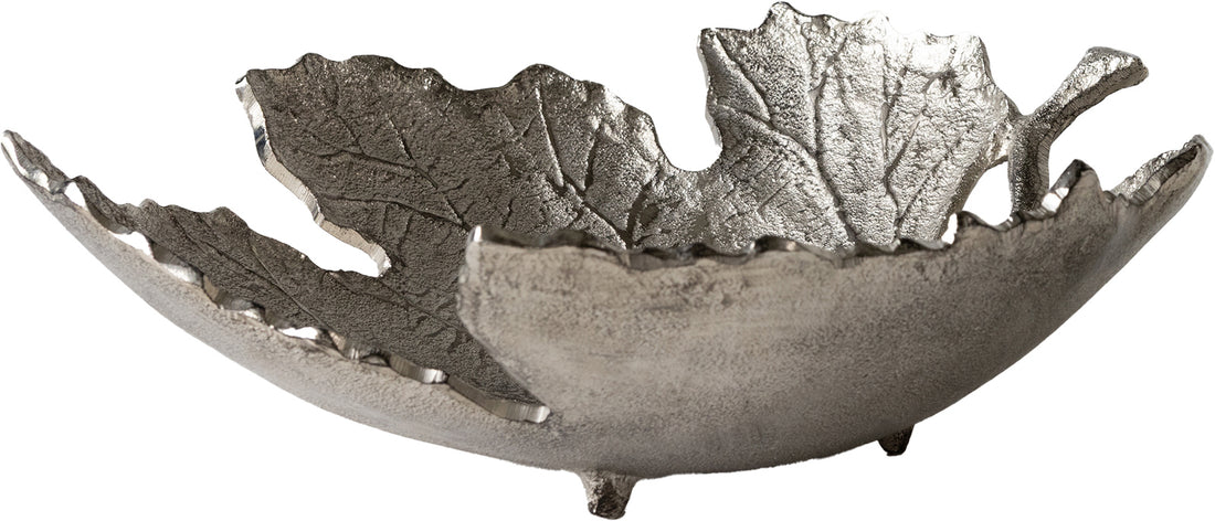 Bowl Folia 41 x 38 x 12 cm Aluminium Platinum Handmade