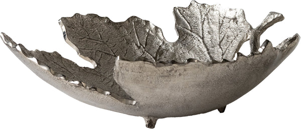 Bowl Folia 41 x 38 x 12 cm Aluminium Platinum Handmade