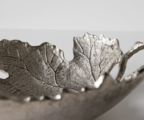 Bowl Folia 41 x 38 x 12 cm Aluminium Platinum Handmade