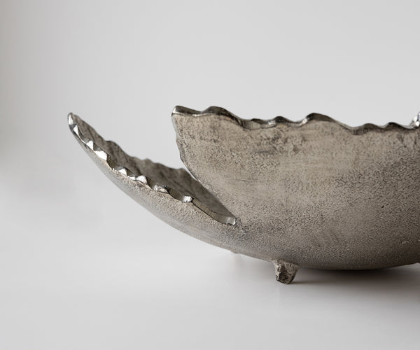 Bowl Folia 41 x 38 x 12 cm Aluminium Platinum Handmade