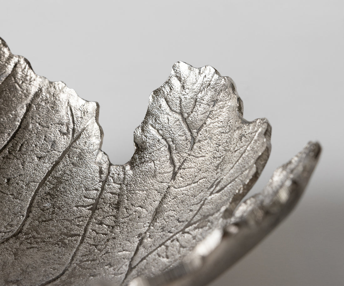Bowl Folia 41 x 38 x 12 cm Aluminium Platinum Handmade