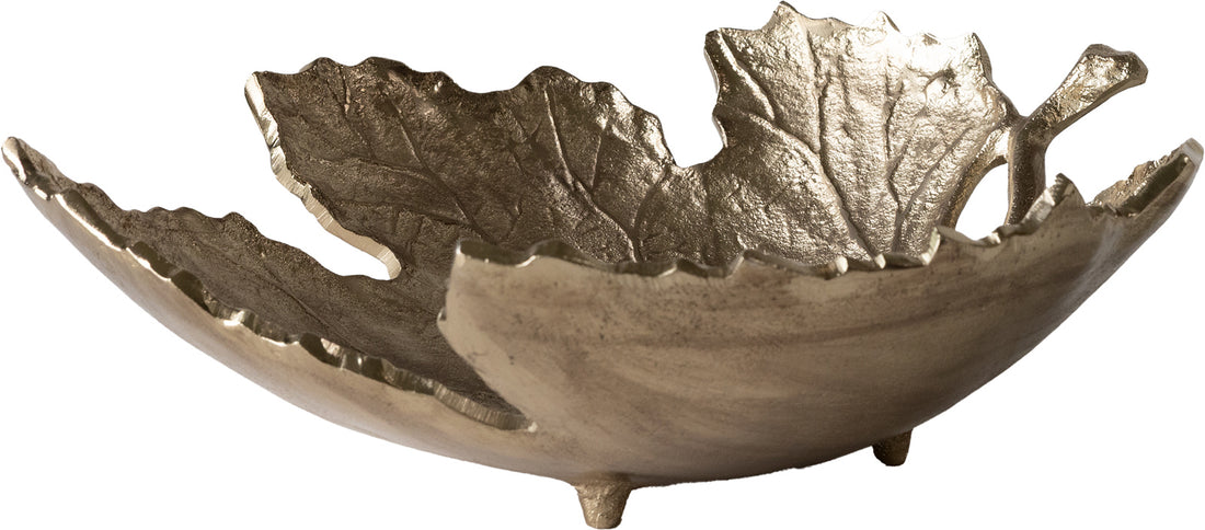 Bowl Folia 41 x 38 x 12 cm Aluminium Champagne Ivory Handmade