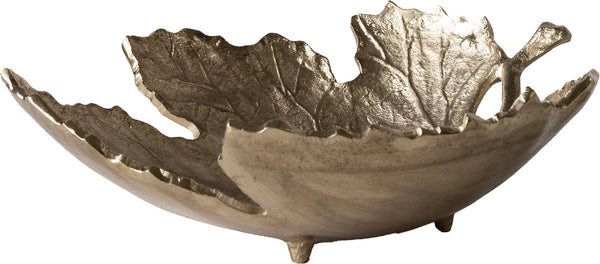 Bowl Folia 41 x 38 x 12 cm Aluminium Champagne Ivory Handmade