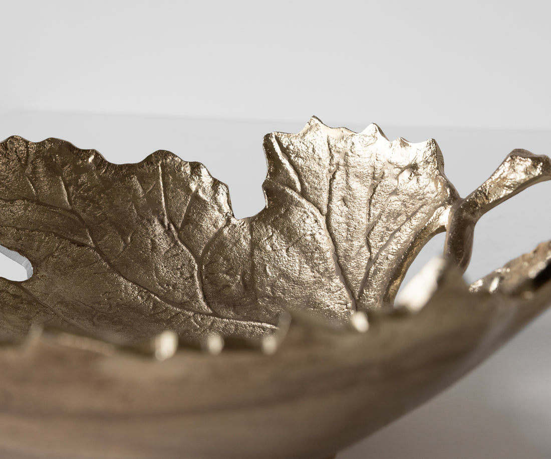 Bowl Folia 41 x 38 x 12 cm Aluminium Champagne Ivory Handmade