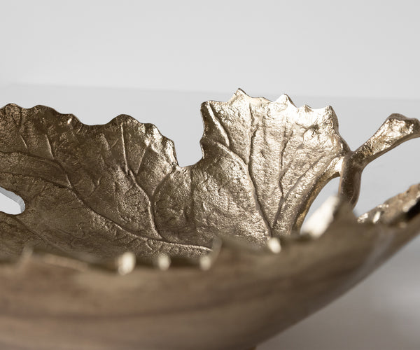 Bowl Folia 41 x 38 x 12 cm Aluminium Champagne Ivory Handmade