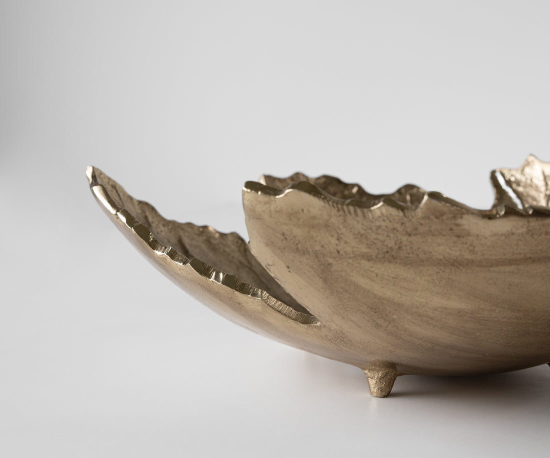 Bowl Folia 41 x 38 x 12 cm Aluminium Champagne Ivory Handmade
