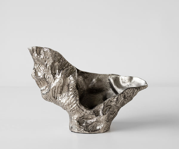 Vase Alaris 44 x 13 x 31 cm Aluminium Platinum Handmade