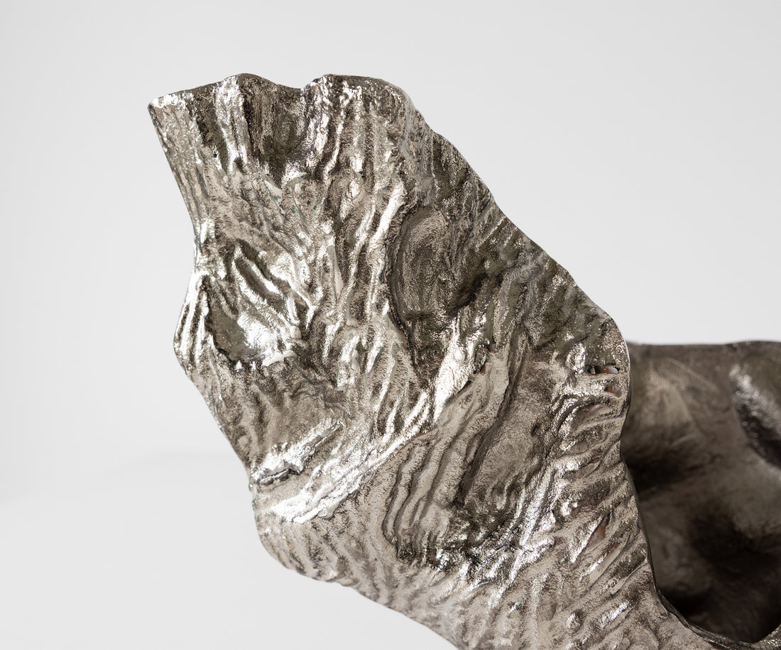 Vase Alaris 44 x 13 x 31 cm Aluminium Platinum Handmade
