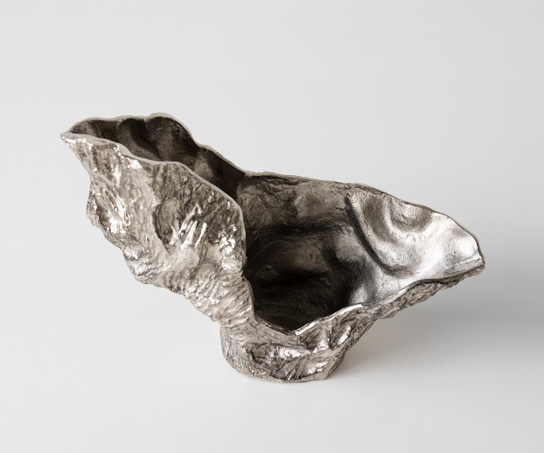 Vase Alaris 44 x 13 x 31 cm Aluminium Platinum Handmade