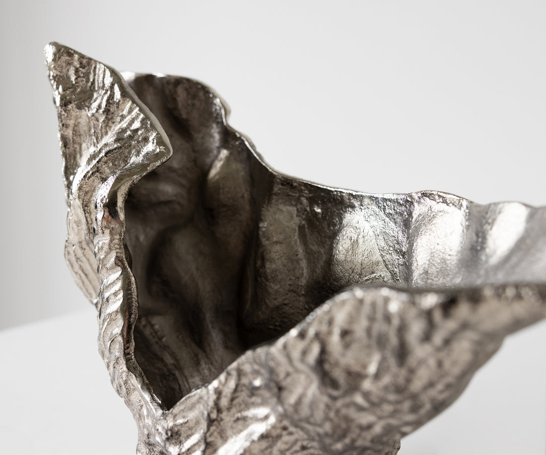 Vase Alaris 44 x 13 x 31 cm Aluminium Platinum Handmade