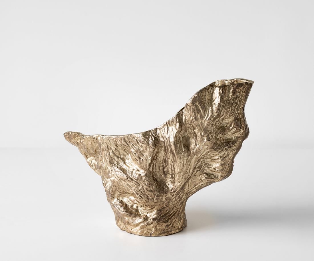 Vase Alaris 44 x 13 x 31 cm Aluminium Champagne Ivory Handmade