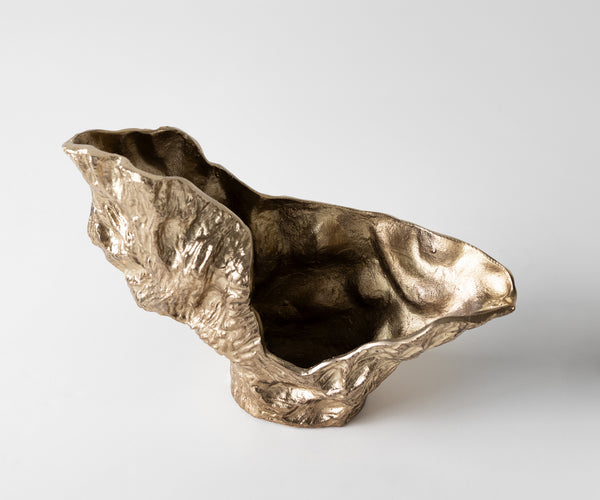 Vase Alaris 44 x 13 x 31 cm Aluminium Champagne Ivory Handmade