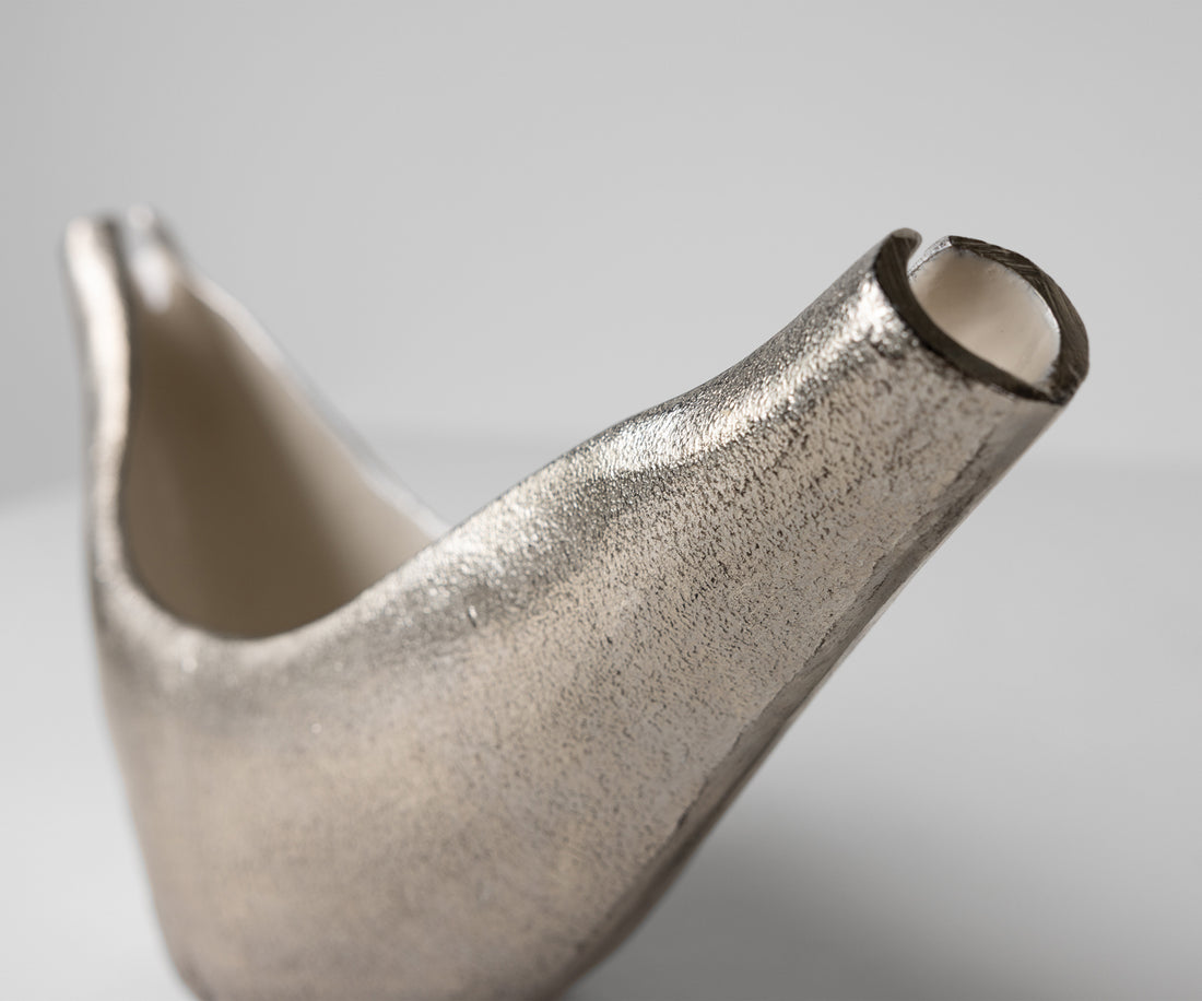 Sculpture Navira 51 x 13 x 20 cm Aluminium Platinum Opal Handmade