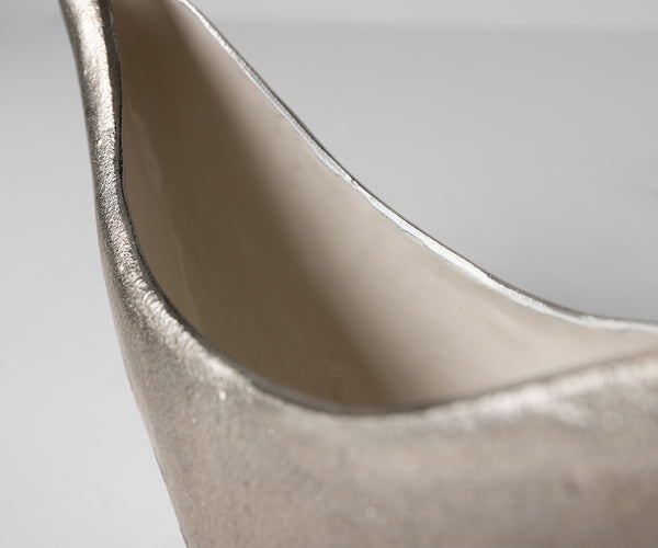 Sculpture Navira 51 x 13 x 20 cm Aluminium Platinum Opal Handmade