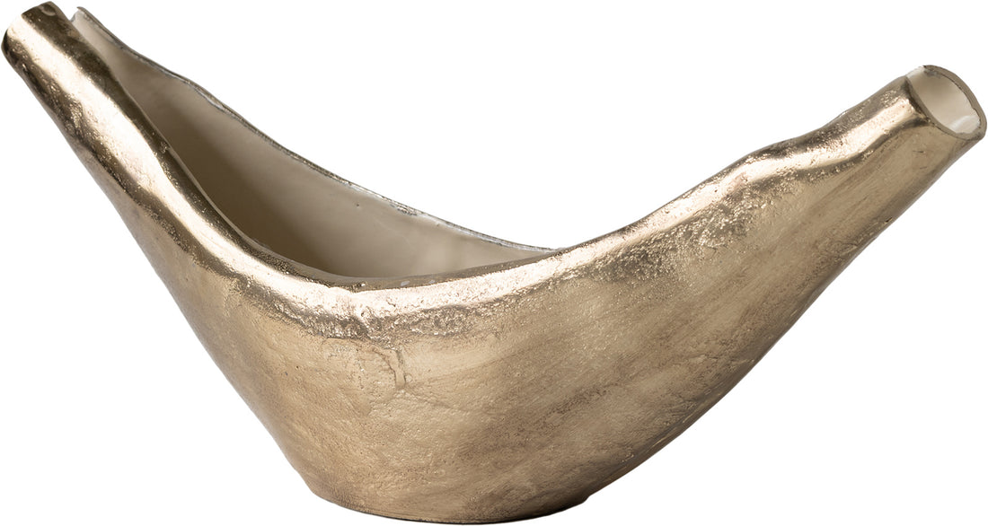 Sculpture Navira 51 x 13 x 20 cm Aluminium Champagne Ivory Handmade