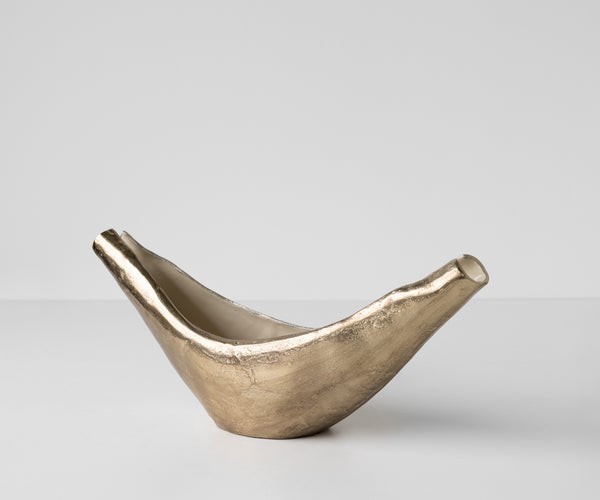 Sculpture Navira 51 x 13 x 20 cm Aluminium Champagne Ivory Handmade
