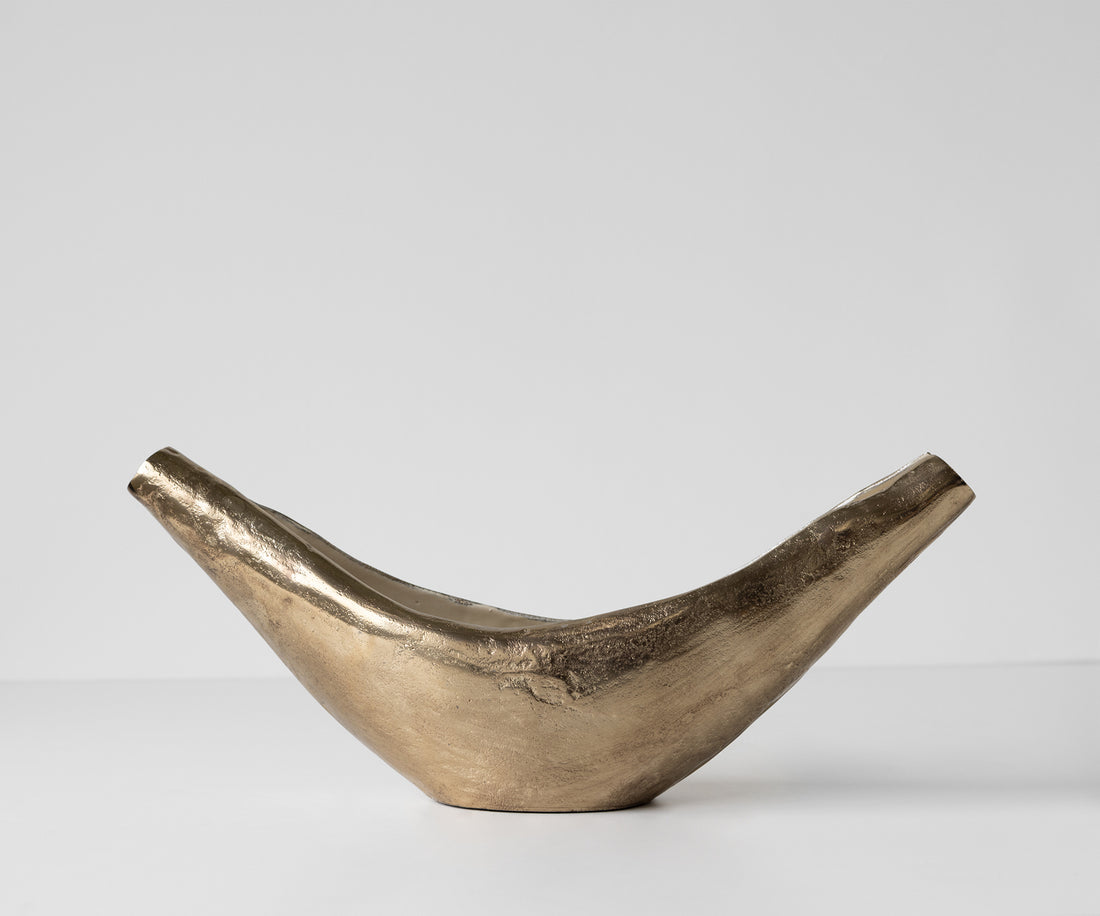 Sculpture Navira 51 x 13 x 20 cm Aluminium Champagne Ivory Handmade