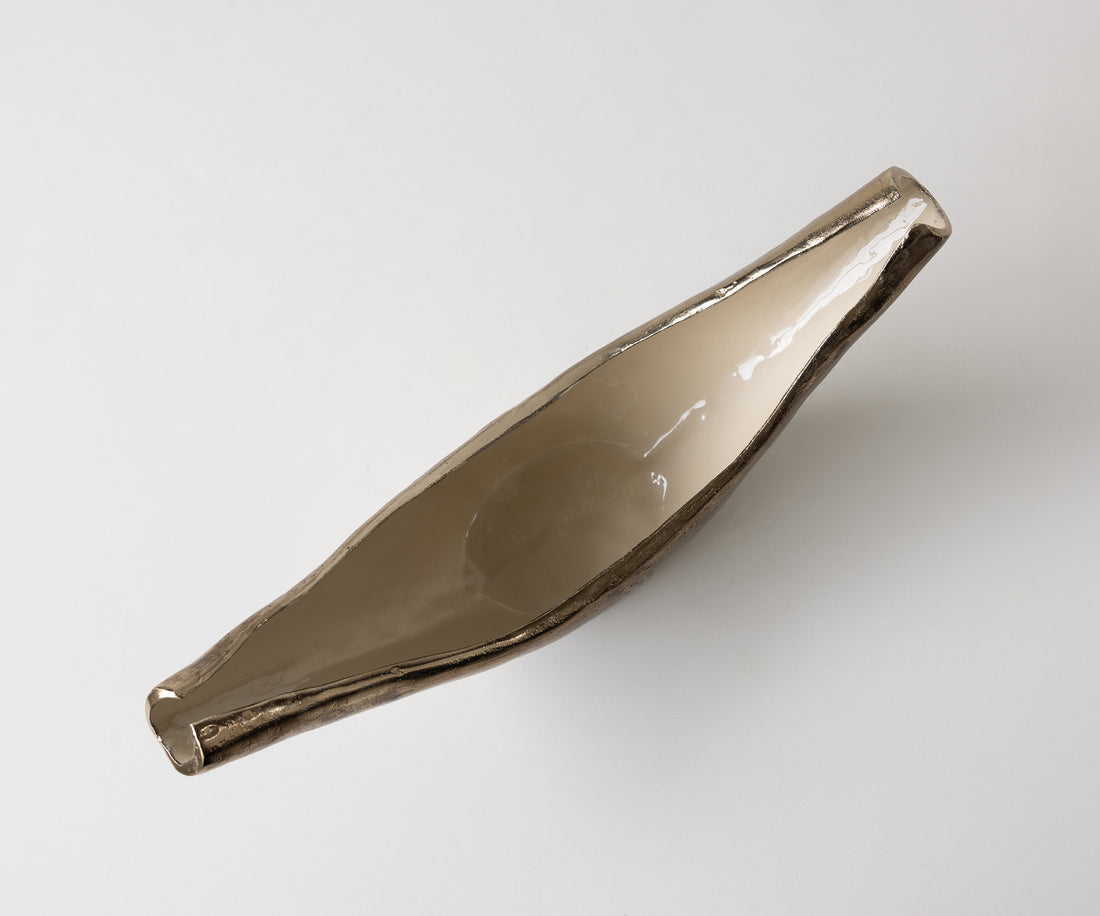 Sculpture Navira 51 x 13 x 20 cm Aluminium Champagne Ivory Handmade