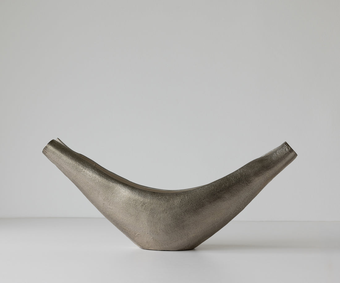 Sculpture Navira 77 x 17 x 31 cm Aluminium Platinum Opal Handmade