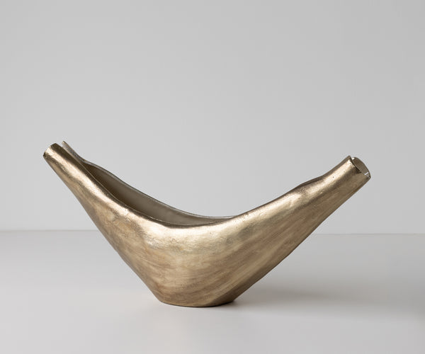 Sculpture Navira 77 x 17 x 31 cm Aluminium Champagne Ivory Handmade