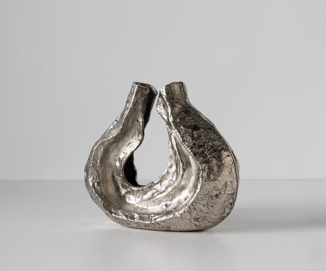 Sculpture Nexora 40 x 15 x 33 cm Aluminium Platinum Handmade