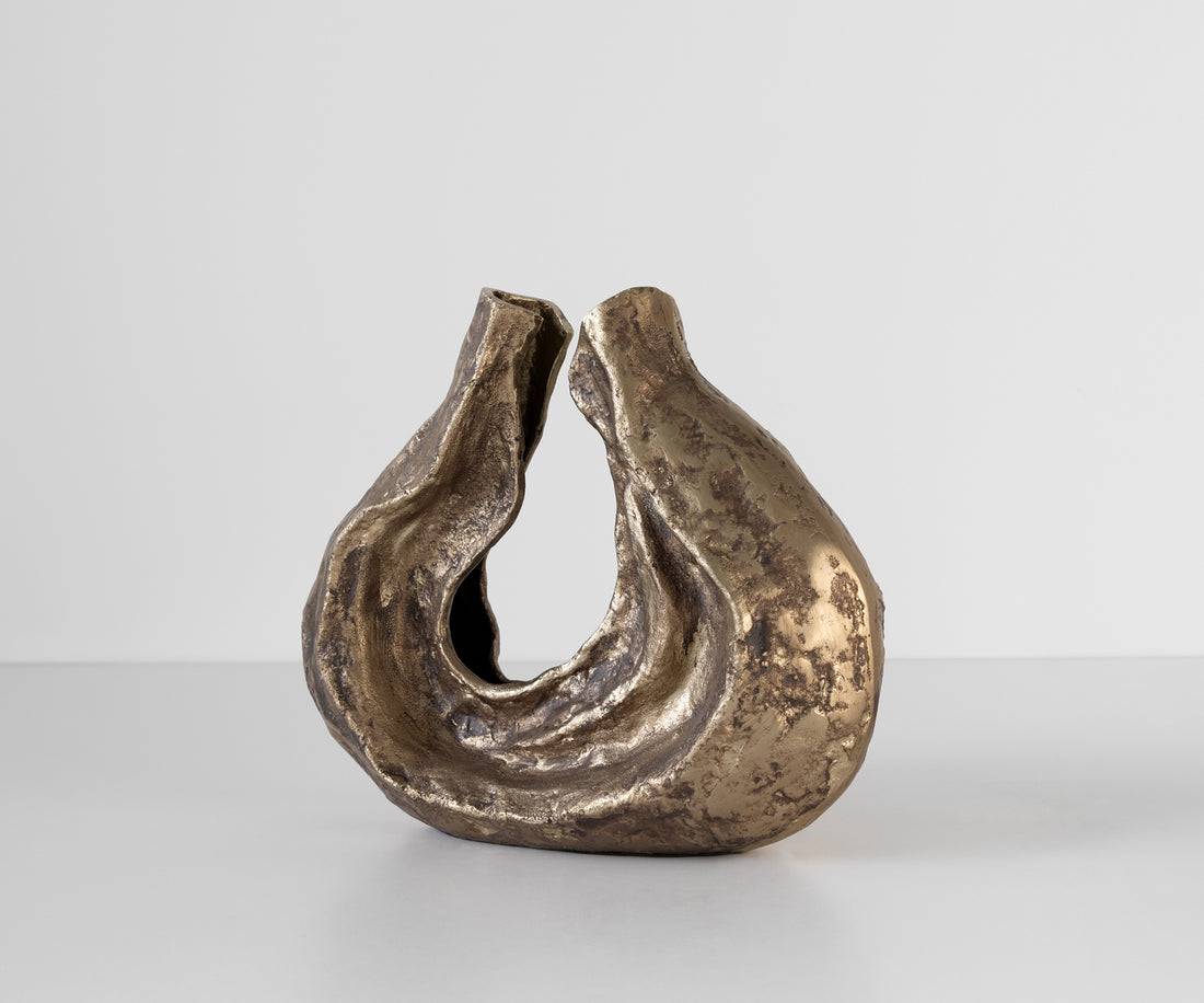 Sculpture Nexora 40 x 15 x 33 cm Aluminium Oro Antico Handmade