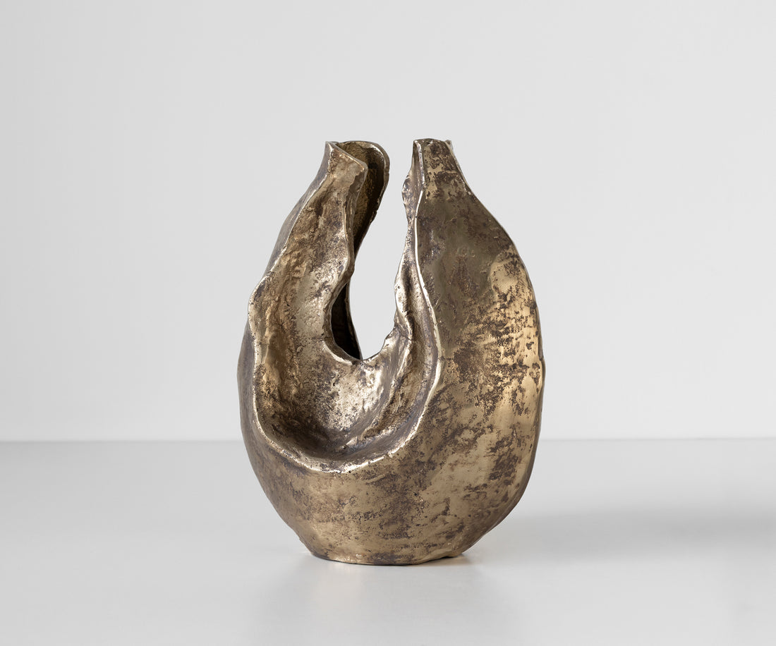 Sculpture Nexora 34 x 17 x 40 cm Aluminium Oro Antico Handmade