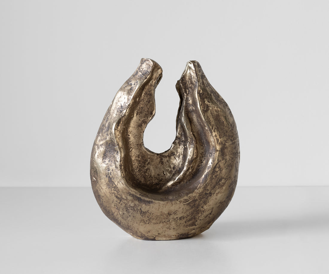 Sculpture Nexora 34 x 17 x 40 cm Aluminium Oro Antico Handmade