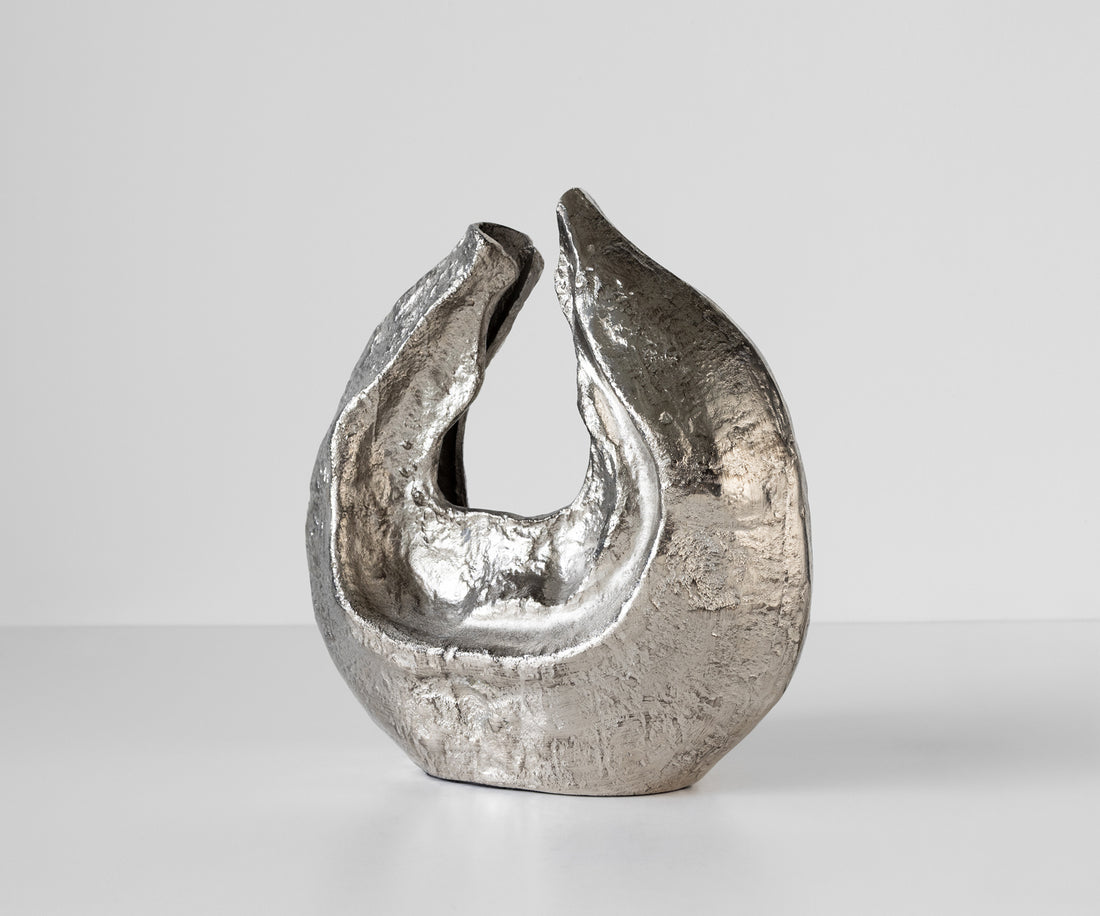 Sculpture Nexora 40 x 17 x 42 cm Aluminium Platinum Handmade
