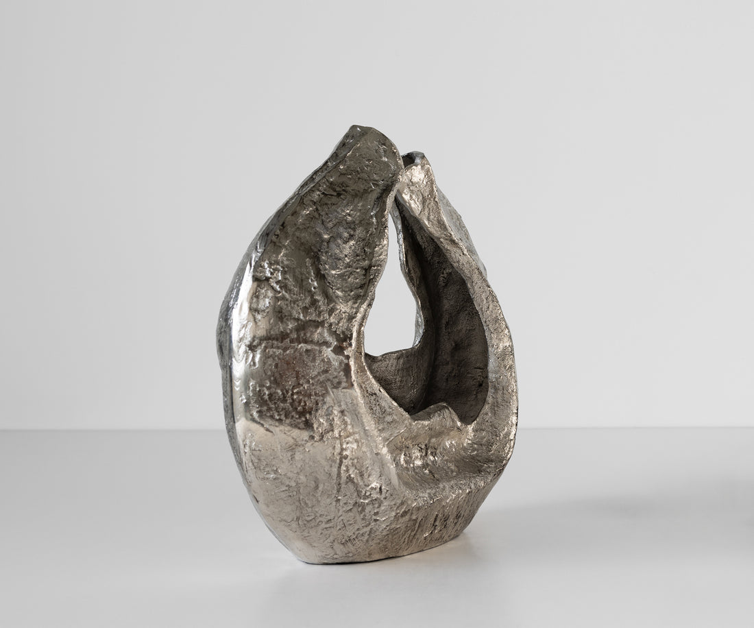 Sculpture Nexora 40 x 17 x 42 cm Aluminium Platinum Handmade