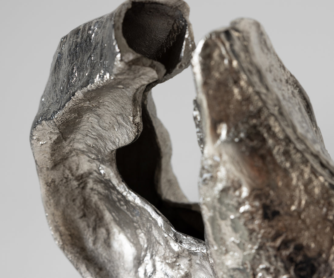 Sculpture Nexora 40 x 17 x 42 cm Aluminium Platinum Handmade