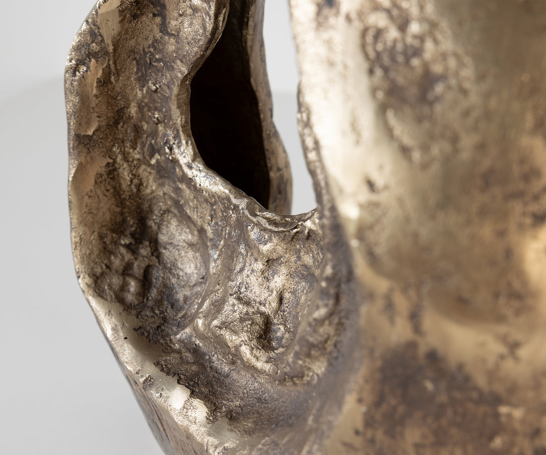 Sculpture Nexora 40 x 17 x 42 cm Aluminium Oro Antico Handmade