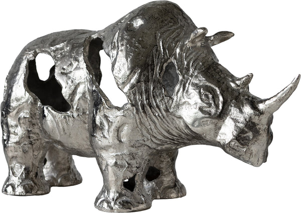 Statuette Rinoro 53 x 19 x 30 cm Aluminium Platinum Handmade