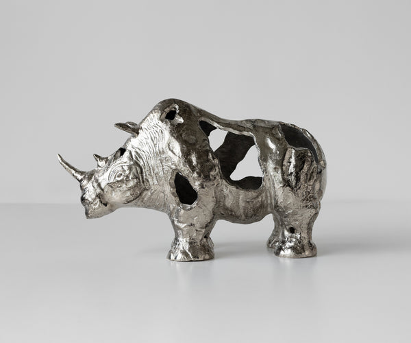 Statuette Rinoro 53 x 19 x 30 cm Aluminium Platinum Handmade