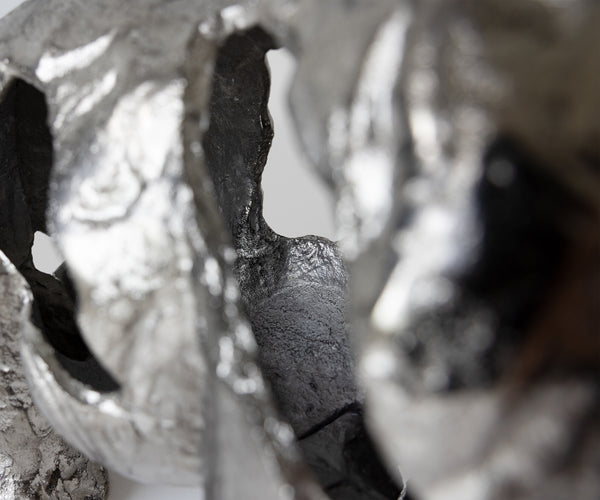 Statuette Rinoro 53 x 19 x 30 cm Aluminium Platinum Handmade