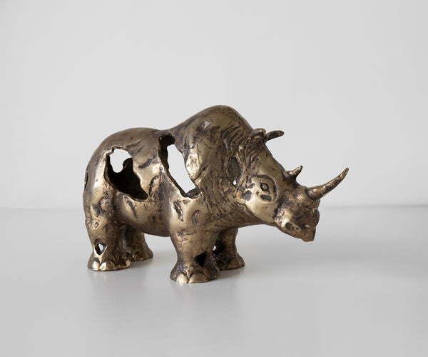 Statuette Rinoro 53 x 19 x 30 cm Aluminium Oro Antico Handmade
