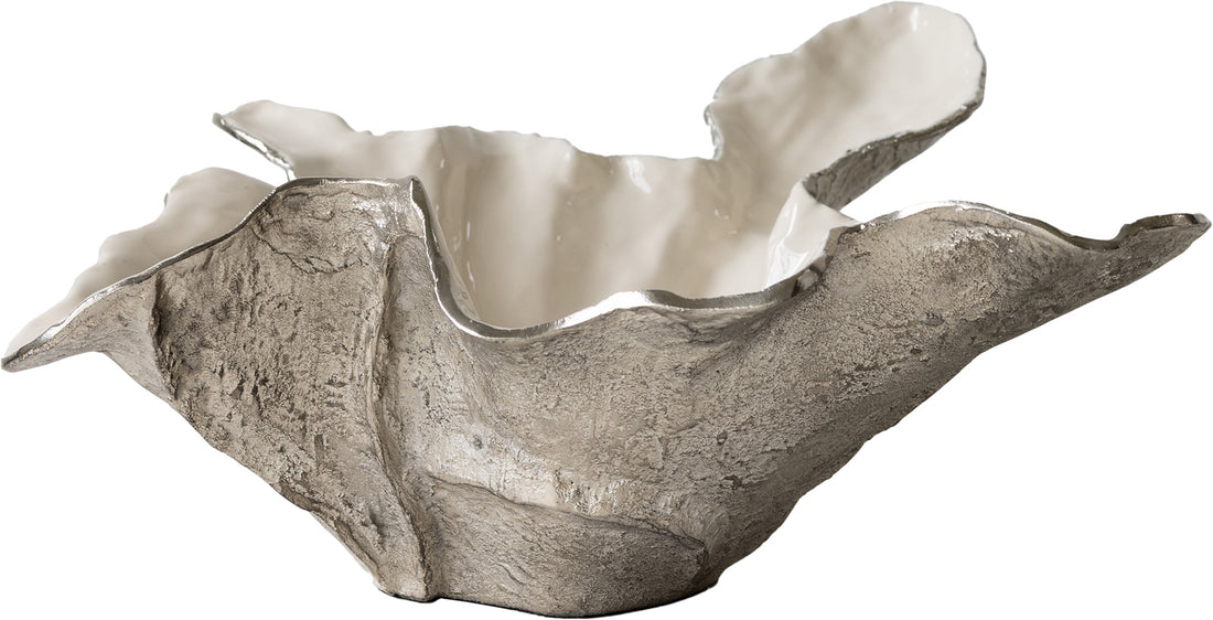 Bowl Liora 52 x 51 x 21 cm Aluminium Platinum Opal Handmade
