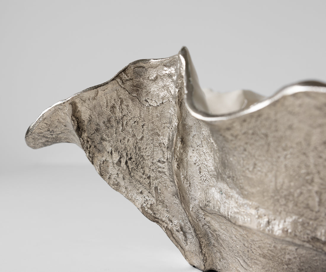 Bowl Liora 52 x 51 x 21 cm Aluminium Platinum Opal Handmade