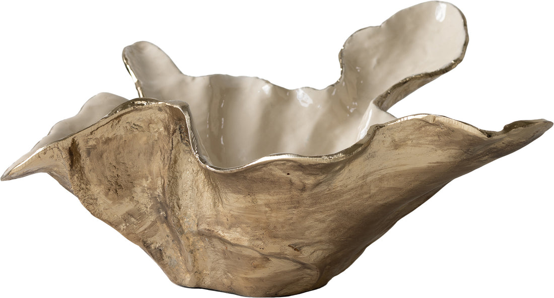 Bowl Liora 52 x 51 x 21 cm Aluminium Champagne Ivory Handmade