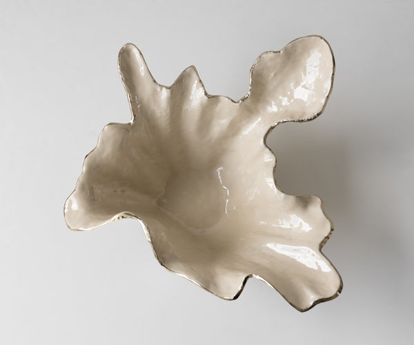 Bowl Liora 52 x 51 x 21 cm Aluminium Champagne Ivory Handmade
