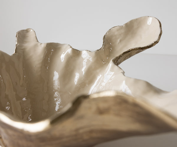 Bowl Liora 52 x 51 x 21 cm Aluminium Champagne Ivory Handmade