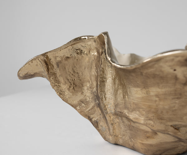 Bowl Liora 52 x 51 x 21 cm Aluminium Champagne Ivory Handmade