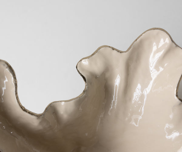 Bowl Liora 52 x 51 x 21 cm Aluminium Champagne Ivory Handmade